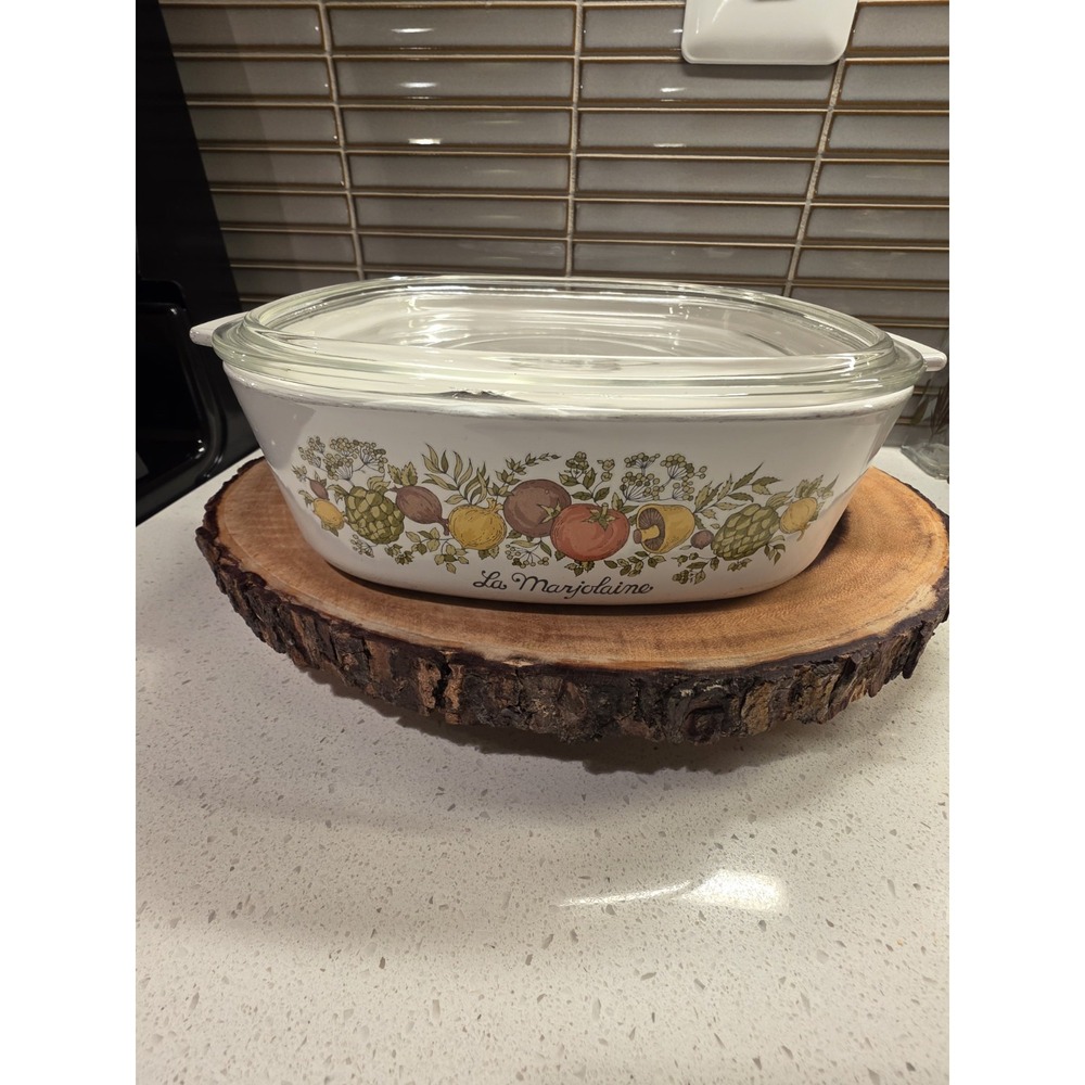 Corning Ware Spice of Life L'Echalote A-8-B Dish w/Clear Pyrex A-9-C Lid 1.4L